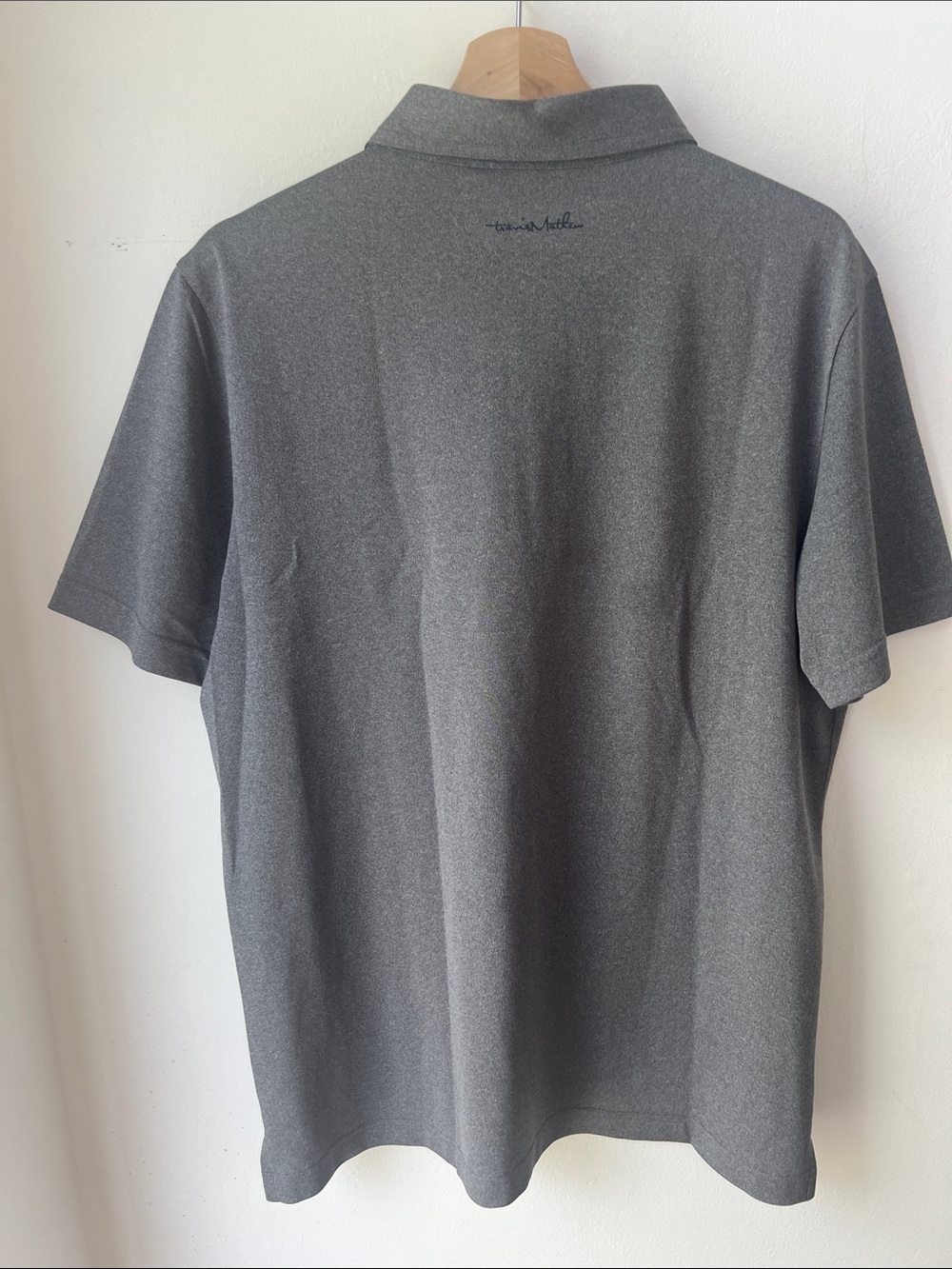 Travis Mathew Grey Polo with Navy Panel Patriotic American Flag Large - Picture 2 of 9